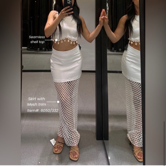 🐚 ZARA WHITE CROCHET COTTON HIGH WAIST SKIRT! - Picture 10 of 16
